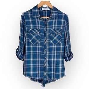 Casual Blue Plaid Button Down Shirt